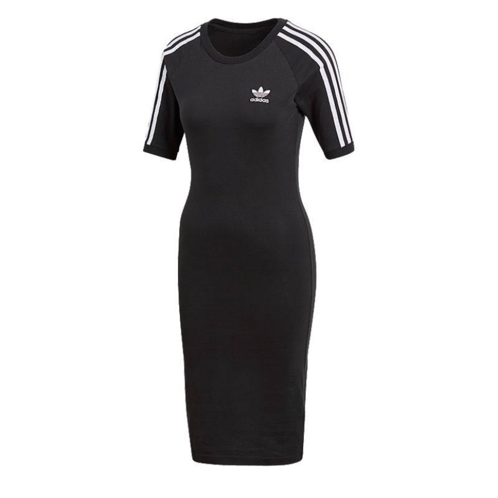 Adidas original three striped dress in black